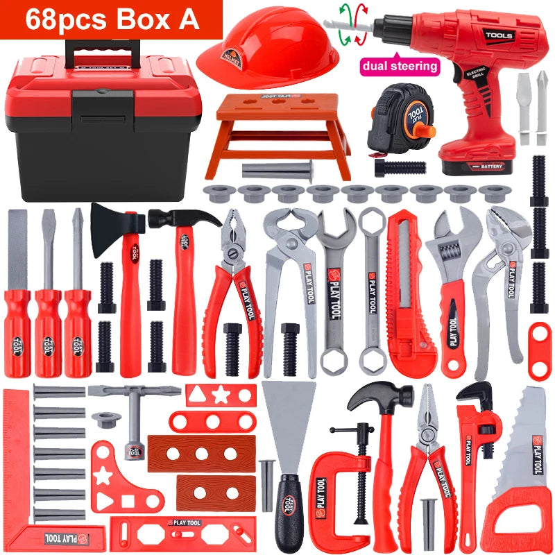 Children's Tool Set with Electric Toy Drill Kids Power Construction Toy Pretend Play Toy Tools Kit for Toddler Boys Girls Child Electrokidsstore