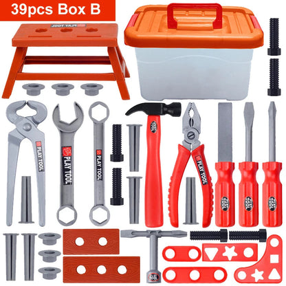 Children's Tool Set with Electric Toy Drill Kids Power Construction Toy Pretend Play Toy Tools Kit for Toddler Boys Girls Child Electrokidsstore