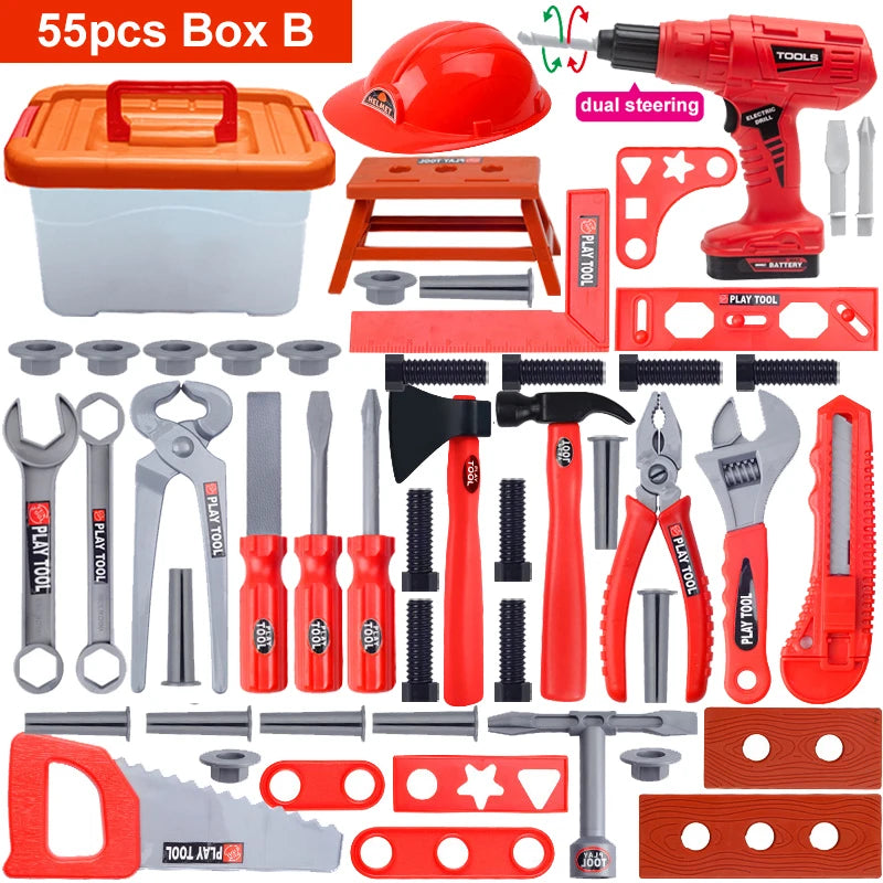 Children's Tool Set with Electric Toy Drill Kids Power Construction Toy Pretend Play Toy Tools Kit for Toddler Boys Girls Child Electrokidsstore