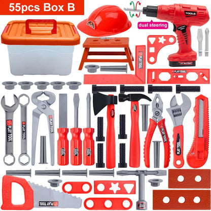 Children's Tool Set with Electric Toy Drill Kids Power Construction Toy Pretend Play Toy Tools Kit for Toddler Boys Girls Child Electrokidsstore