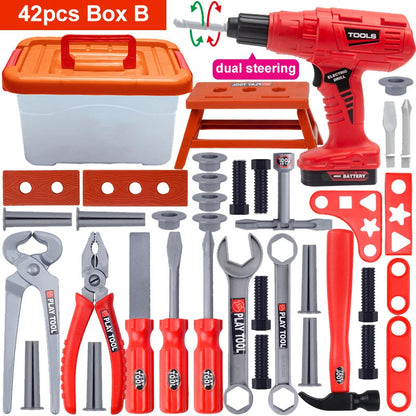 Children's Tool Set with Electric Toy Drill Kids Power Construction Toy Pretend Play Toy Tools Kit for Toddler Boys Girls Child Electrokidsstore