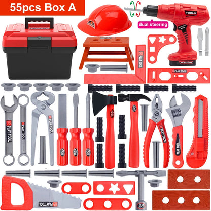 Children's Tool Set with Electric Toy Drill Kids Power Construction Toy Pretend Play Toy Tools Kit for Toddler Boys Girls Child Electrokidsstore