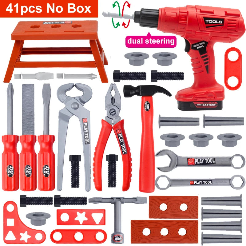 Children's Tool Set with Electric Toy Drill Kids Power Construction Toy Pretend Play Toy Tools Kit for Toddler Boys Girls Child Electrokidsstore