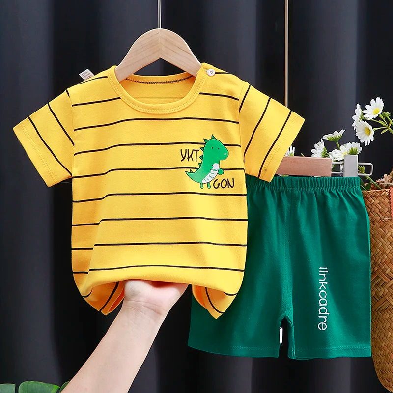Kids Clothes Set Baby Boy/Girl T-Shirt + Shorts Summer Clothing Cotton Cartoon Casual Boys Tracksuit Children Baby Clothes Set Electrokidsstore