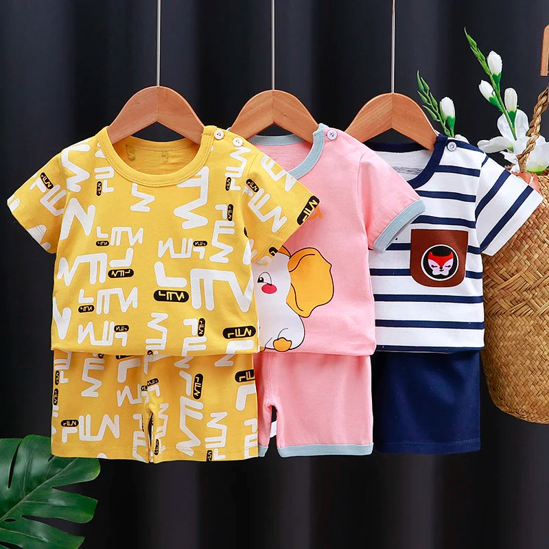 Kids Clothes Set Baby Boy/Girl T-Shirt + Shorts Summer Clothing Cotton Cartoon Casual Boys Tracksuit Children Baby Clothes Set Electrokidsstore