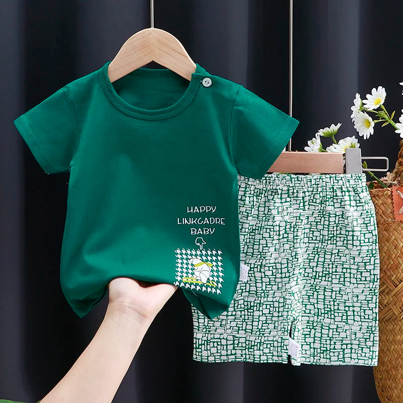 Kids Clothes Set Baby Boy/Girl T-Shirt + Shorts Summer Clothing Cotton Cartoon Casual Boys Tracksuit Children Baby Clothes Set Electrokidsstore