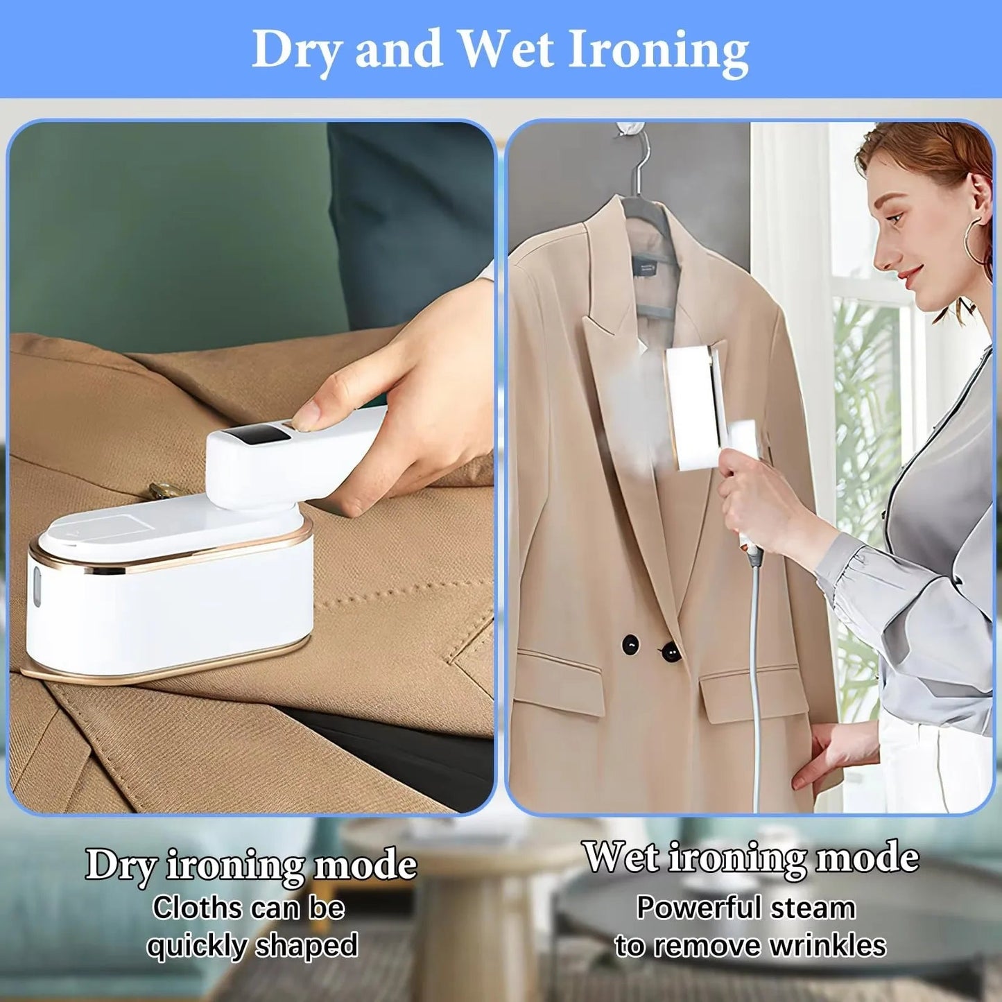 Portable Mini Ironing Machine Three-Speed Dry Steam Household Electric Power Source Tech Gadgets for Garment Steamers Folding Electrokidsstore