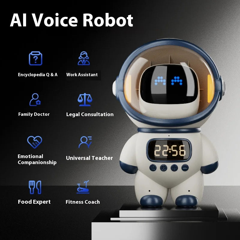 Astronaut Robot  Speaker with AI Voice Control, TF Card, Clock & Alarm Smart Multifunctional Audio Gadget Electrokidsstore