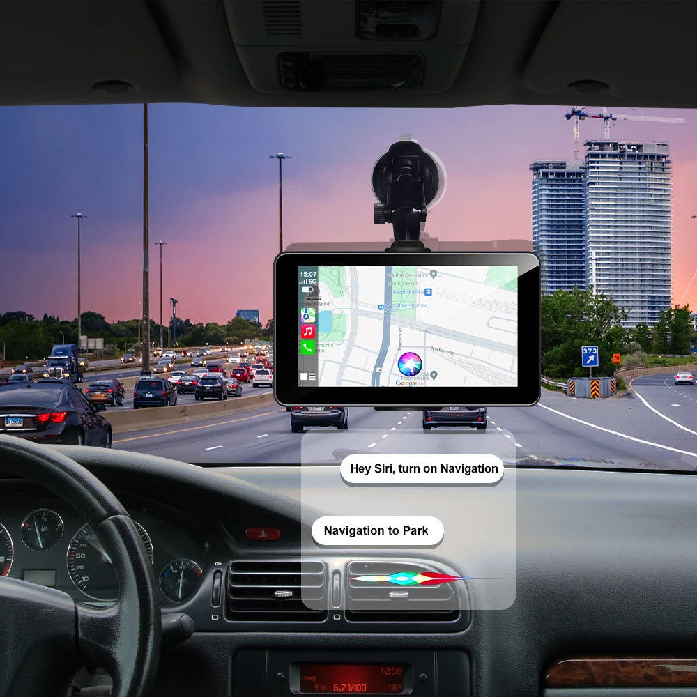 Auto Electronics 7inch 2.5D Full Touch Wireless Portable Wireless Carplay Screen Androidauto GPS Navigation Mirror Link Monitor Electrokidsstore