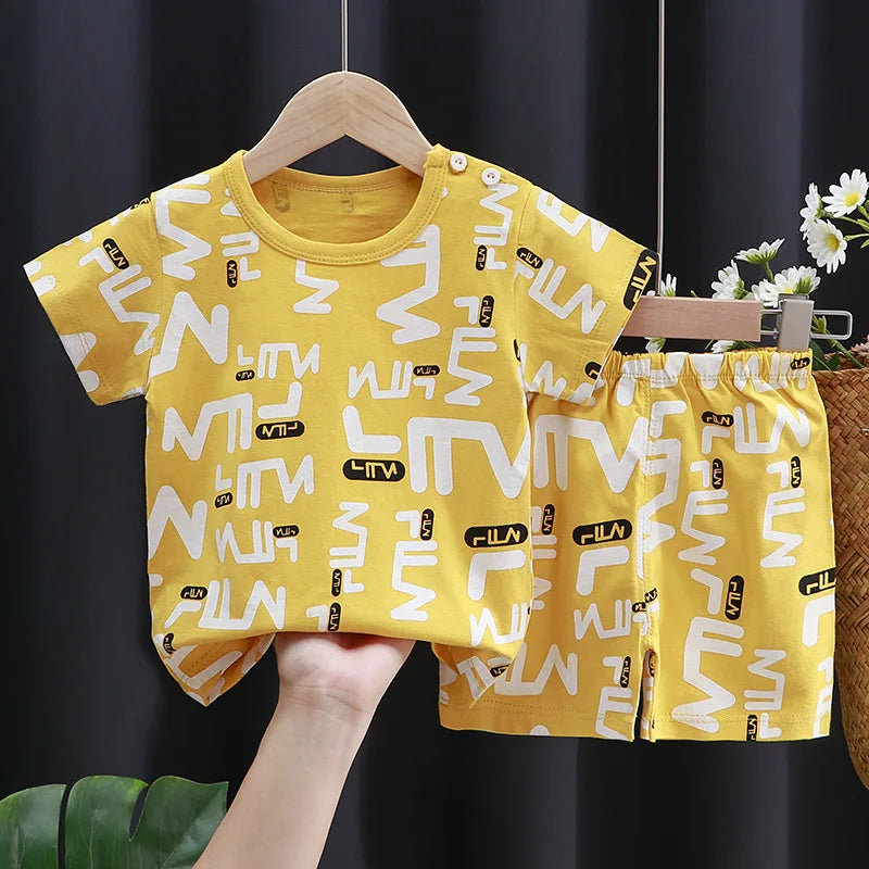 Kids Clothes Set Baby Boy/Girl T-Shirt + Shorts Summer Clothing Cotton Cartoon Casual Boys Tracksuit Children Baby Clothes Set Electrokidsstore