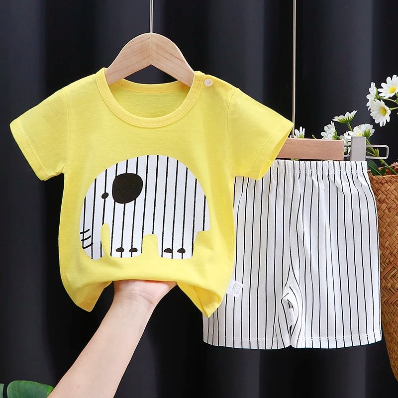 Kids Clothes Set Baby Boy/Girl T-Shirt + Shorts Summer Clothing Cotton Cartoon Casual Boys Tracksuit Children Baby Clothes Set Electrokidsstore
