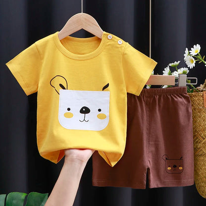 Kids Clothes Set Baby Boy/Girl T-Shirt + Shorts Summer Clothing Cotton Cartoon Casual Boys Tracksuit Children Baby Clothes Set Electrokidsstore
