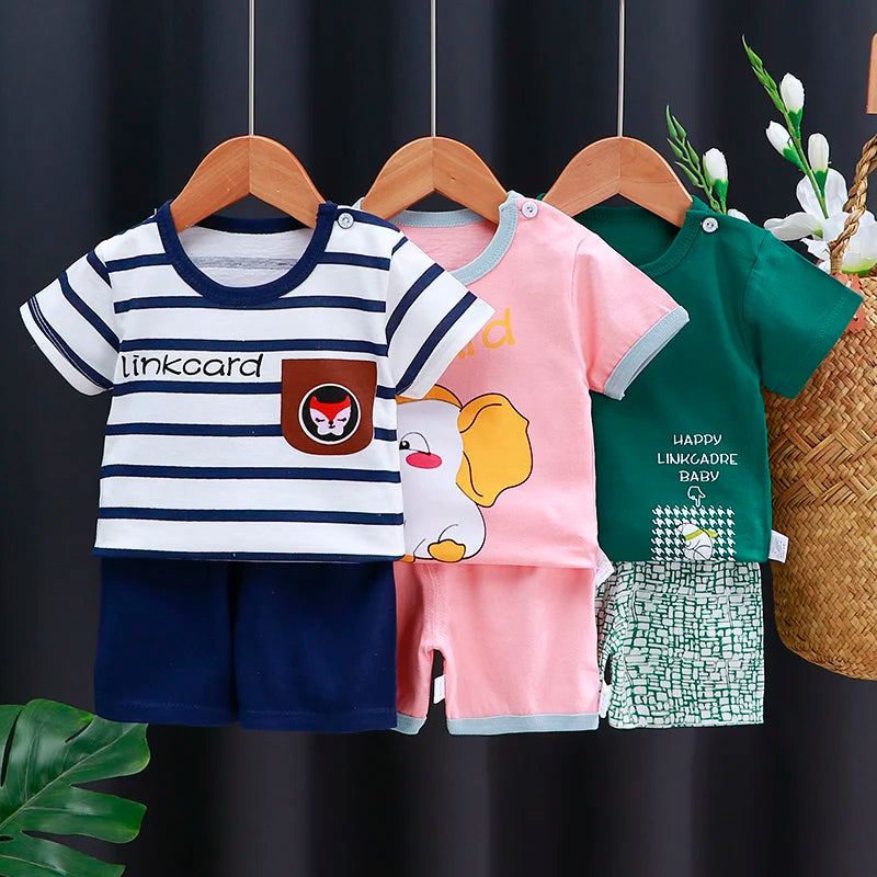 Kids Clothes Set Baby Boy/Girl T-Shirt + Shorts Summer Clothing Cotton Cartoon Casual Boys Tracksuit Children Baby Clothes Set Electrokidsstore