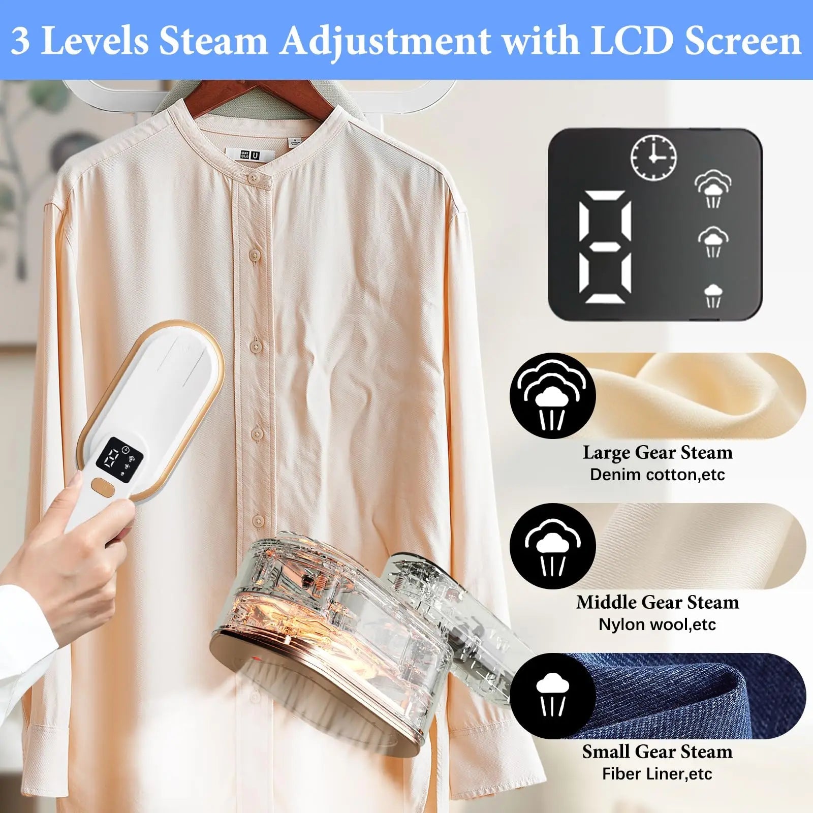 Portable Mini Ironing Machine Three-Speed Dry Steam Household Electric Power Source Tech Gadgets for Garment Steamers Folding Electrokidsstore