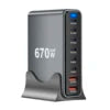 Electronic Gadget 2025 Fast Phone Charger 670W Multi 8 Ports 4 USB a 4 PD Type C Travel Charger 100W Desktop Charging Station Electrokidsstore