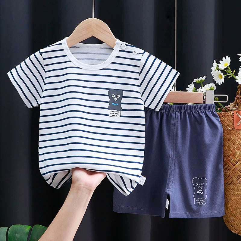 Kids Clothes Set Baby Boy/Girl T-Shirt + Shorts Summer Clothing Cotton Cartoon Casual Boys Tracksuit Children Baby Clothes Set Electrokidsstore