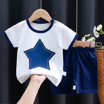 Kids Clothes Set Baby Boy/Girl T-Shirt + Shorts Summer Clothing Cotton Cartoon Casual Boys Tracksuit Children Baby Clothes Set Electrokidsstore