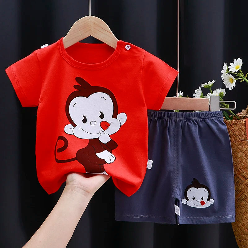 Kids Clothes Set Baby Boy/Girl T-Shirt + Shorts Summer Clothing Cotton Cartoon Casual Boys Tracksuit Children Baby Clothes Set Electrokidsstore