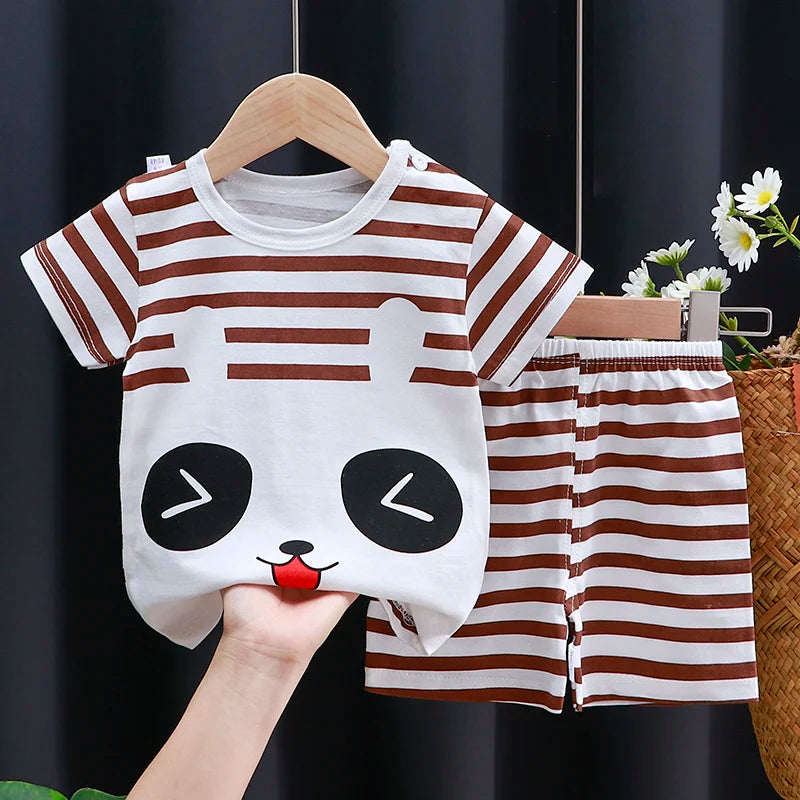 Kids Clothes Set Baby Boy/Girl T-Shirt + Shorts Summer Clothing Cotton Cartoon Casual Boys Tracksuit Children Baby Clothes Set Electrokidsstore