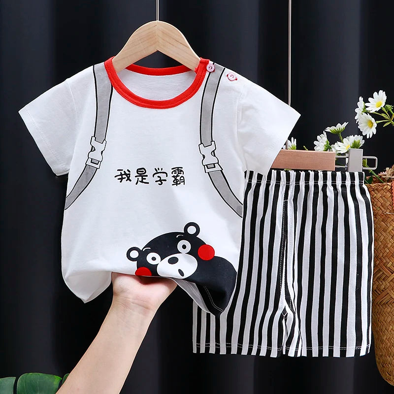 Kids Clothes Set Baby Boy/Girl T-Shirt + Shorts Summer Clothing Cotton Cartoon Casual Boys Tracksuit Children Baby Clothes Set Electrokidsstore