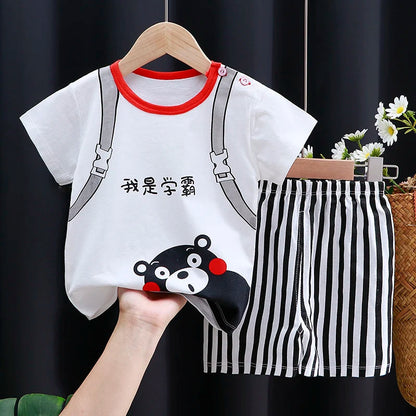 Kids Clothes Set Baby Boy/Girl T-Shirt + Shorts Summer Clothing Cotton Cartoon Casual Boys Tracksuit Children Baby Clothes Set Electrokidsstore
