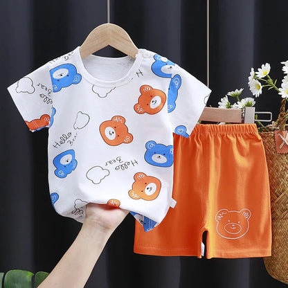 Kids Clothes Set Baby Boy/Girl T-Shirt + Shorts Summer Clothing Cotton Cartoon Casual Boys Tracksuit Children Baby Clothes Set Electrokidsstore