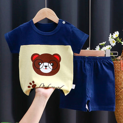 Kids Clothes Set Baby Boy/Girl T-Shirt + Shorts Summer Clothing Cotton Cartoon Casual Boys Tracksuit Children Baby Clothes Set Electrokidsstore