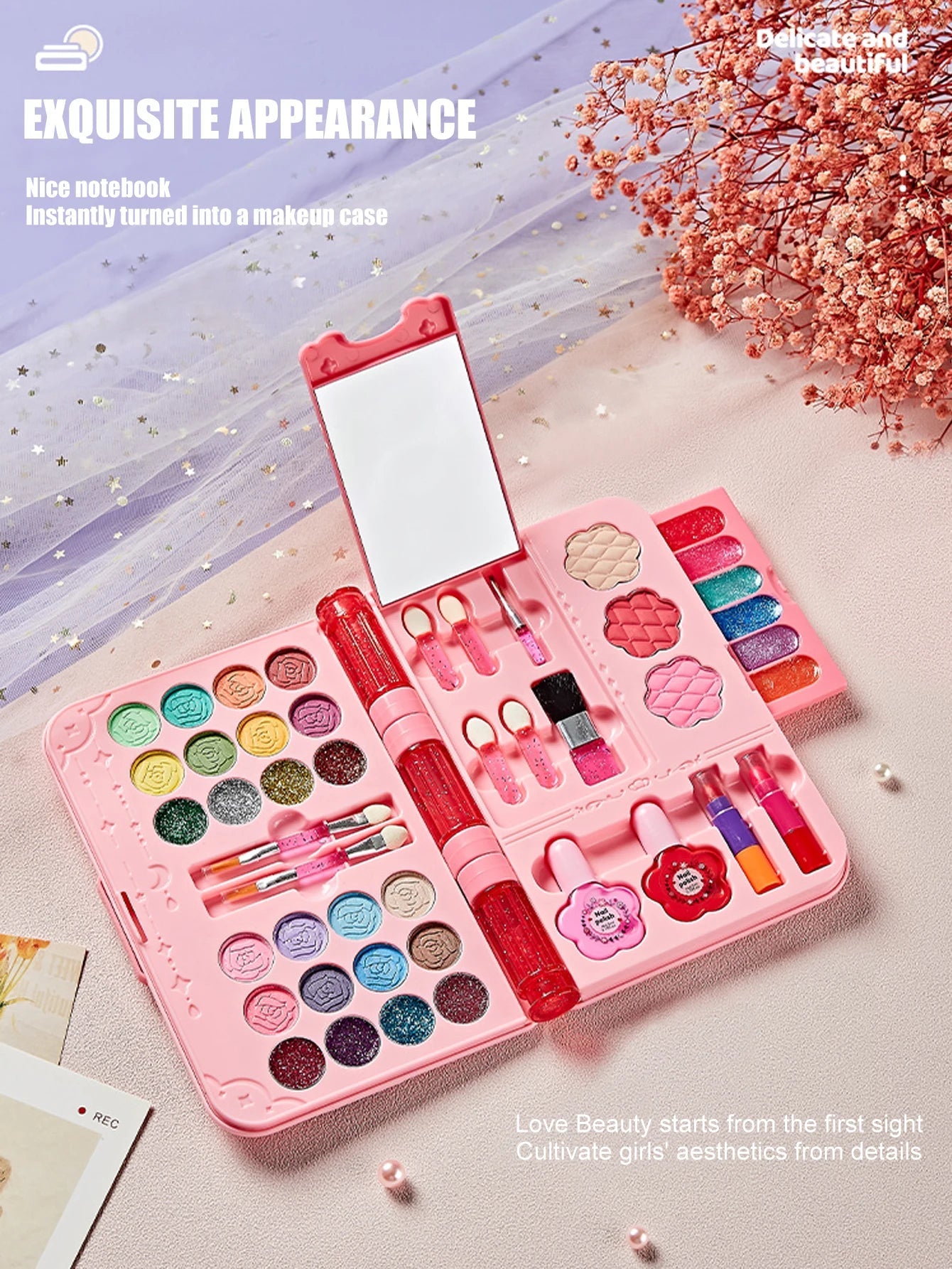 Kids Makeup Kit for Girl, Washable Play Make Up Toys Set with Mirror, Beauty Dress Up Set Toys for Age 3 4 5 6 7 8 9 10 11 12 Ye Electrokidsstore