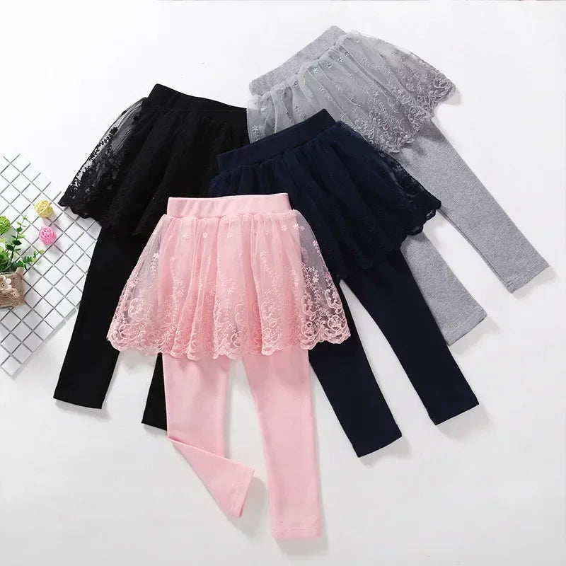 New Baby Girls Leggings Lace Princess Skirt-pants Spring Autumn Children Slim Skirt Trousers for 2-7 Years Kids Clothes Electrokidsstore