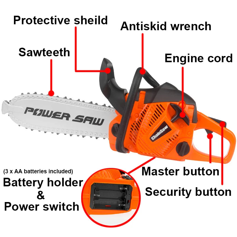 Toy Chainsaw Kids Toy Tools for Children Tools Electric Power Chainsaws for Tool Bench Boys Gift Pretend Play Saw with Sound Electrokidsstore