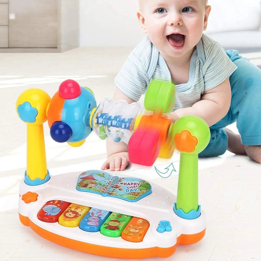 Baby Piano Toys Kids Rotating Music Keyboard Light Sound, Musical Toy for Toddlers,Early Educational Music Toy Gift Random Color Electrokidsstore