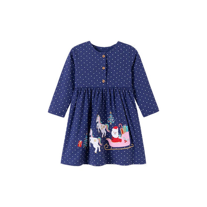 Little maven Kids Clothes Children's Clothing 2026 Autumn Cotton Baby Girls Cartoon Ballet Dancer Long Sleeves Dresses 2-7 year Electrokidsstore