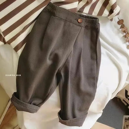 2025 Spring New Children Loose Trousers Fashion Infant Girls Solid Casual Pants Toddler Boys Versatile Harem Pants Kids Clothes Electrokidsstore
