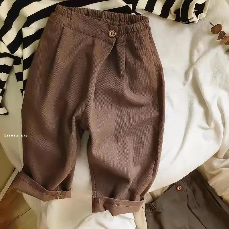 2025 Spring New Children Loose Trousers Fashion Infant Girls Solid Casual Pants Toddler Boys Versatile Harem Pants Kids Clothes Electrokidsstore