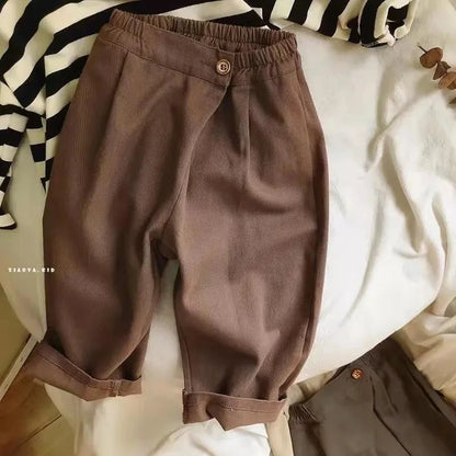 2025 Spring New Children Loose Trousers Fashion Infant Girls Solid Casual Pants Toddler Boys Versatile Harem Pants Kids Clothes Electrokidsstore