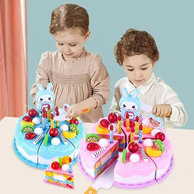 Kids Toy Simulation DIY Birthday Cake Model Kitchen Pretend Play House Cutting Fruit Food Toy for Toddler Children Gift Boy Girl Electrokidsstore