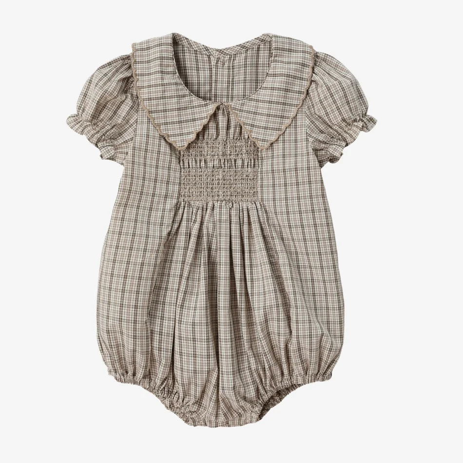 AS  SS26 Heritage collection brown Checked smocking  girls dress knitting boys sister brother family match clothes Electrokidsstore