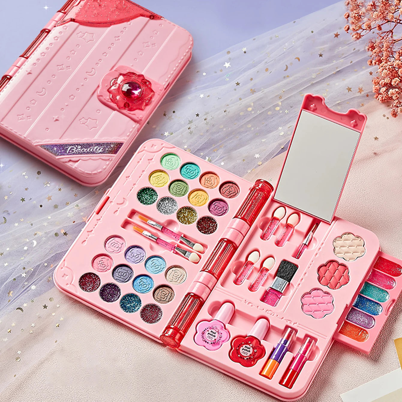 Kids Makeup Kit for Girl, Washable Play Make Up Toys Set with Mirror, Beauty Dress Up Set Toys for Age 3 4 5 6 7 8 9 10 11 12 Ye Electrokidsstore