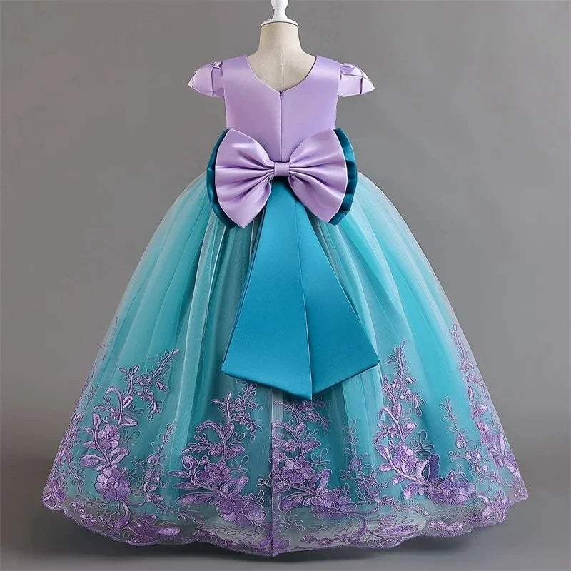 Fairy Tale The Little Mermaid Costume Glowing Princess Ball Gown ‌Featured with Embroidery Deluxe Carnival Human Ariel Dress Electrokidsstore