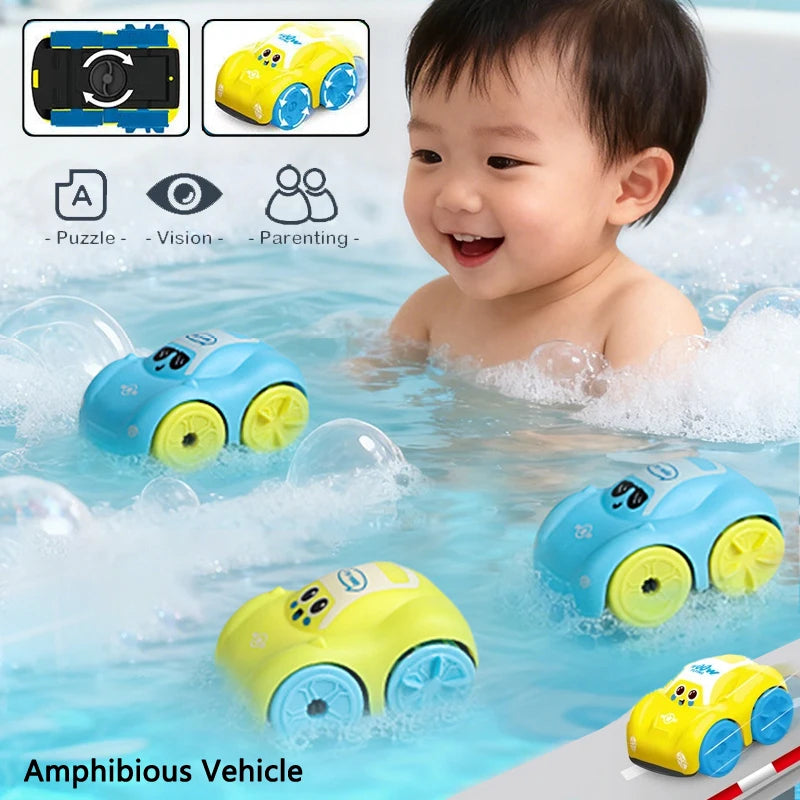 Baby Bath Toys Amphibious Cars Bathroom Floating Clockwork Toy Car Children Bathing Cartoon Swimming Water Playing Toy for Kids Electrokidsstore