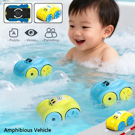 Baby Bath Toys Amphibious Cars Bathroom Floating Clockwork Toy Car Children Bathing Cartoon Swimming Water Playing Toy for Kids Electrokidsstore