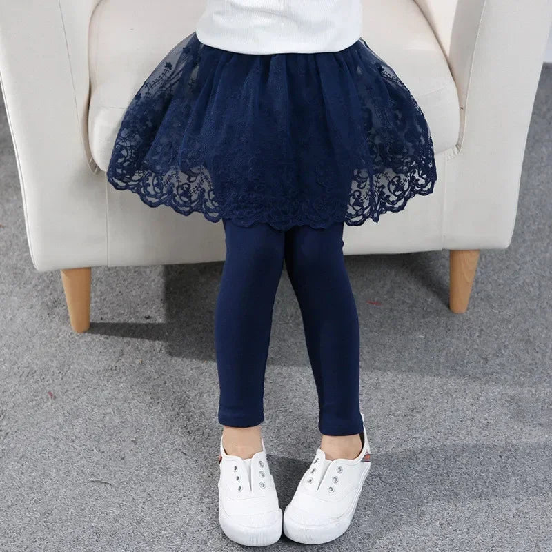New Baby Girls Leggings Lace Princess Skirt-pants Spring Autumn Children Slim Skirt Trousers for 2-7 Years Kids Clothes Electrokidsstore