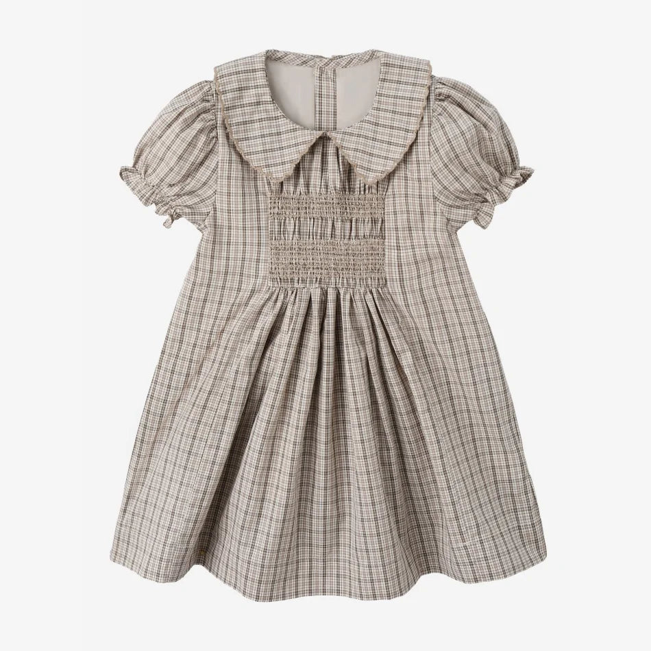 AS  SS26 Heritage collection brown Checked smocking  girls dress knitting boys sister brother family match clothes Electrokidsstore