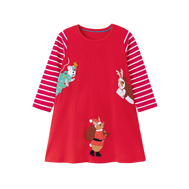 Little maven Kids Clothes Children's Clothing 2026 Autumn Cotton Baby Girls Cartoon Ballet Dancer Long Sleeves Dresses 2-7 year Electrokidsstore
