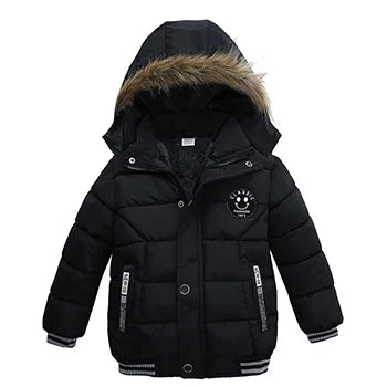 Autumn Winter Boys Jacket New Keep Warm Baby Coat Hooded Zipper Fashion Fur Collar Boys Outerwear 2 3 4 5 6 Years Kids Clothes Electrokidsstore