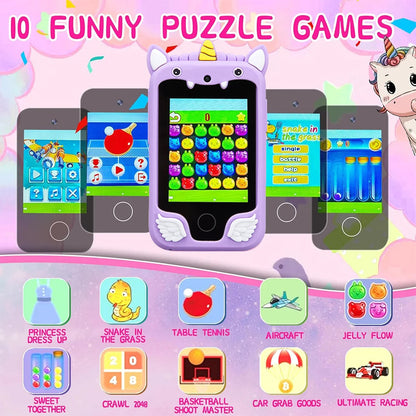 Kids Smart Phone Camera Toys Touchscreen Unicorn Baby Mobile MP3 Player Digital Camera Educational Toys for Girls Boys Age 3-8 Electrokidsstore