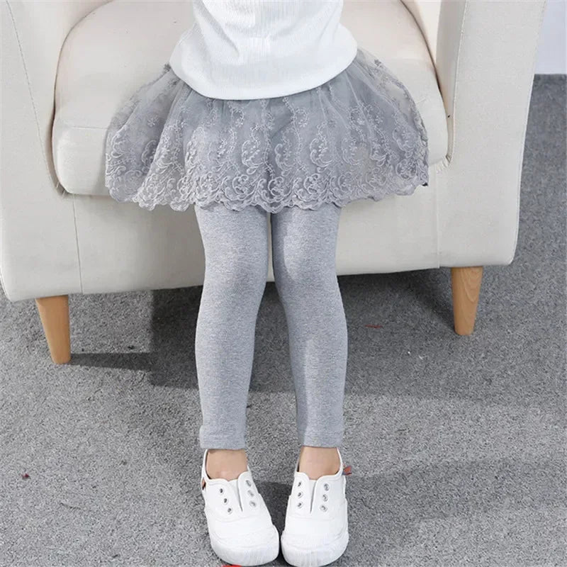 New Baby Girls Leggings Lace Princess Skirt-pants Spring Autumn Children Slim Skirt Trousers for 2-7 Years Kids Clothes Electrokidsstore