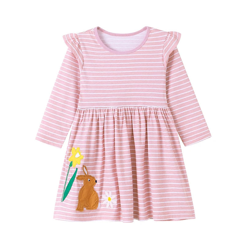 Little maven Kids Clothes Children's Clothing 2026 Autumn Cotton Baby Girls Cartoon Ballet Dancer Long Sleeves Dresses 2-7 year Electrokidsstore
