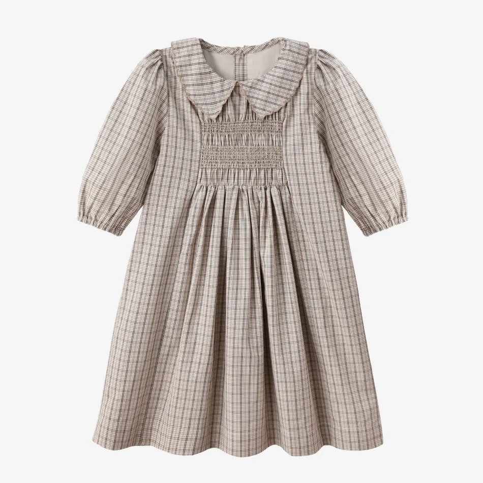 AS  SS26 Heritage collection brown Checked smocking  girls dress knitting boys sister brother family match clothes Electrokidsstore