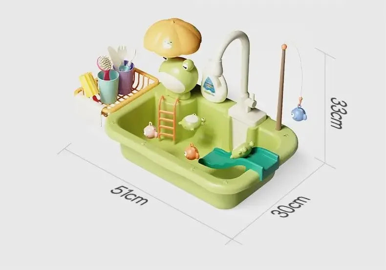Kids Kitchen Sink Toys Electric Dishwasher Playing Toy With Running Water Pretend Play Food Fishing Toy Role Playing Girls Gift Electrokidsstore